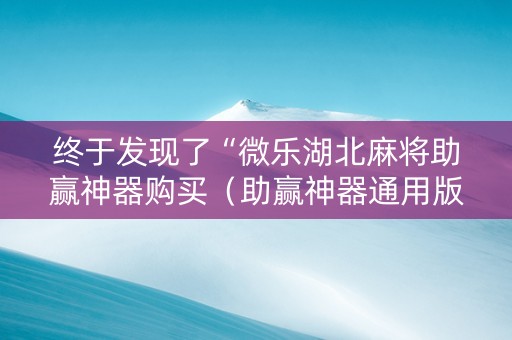 终于发现了“微乐湖北麻将助赢神器购买（助赢神器通用版）