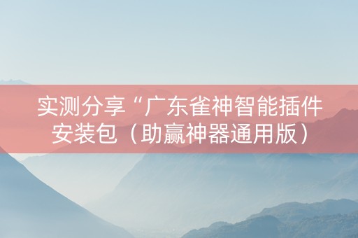 实测分享“广东雀神智能插件安装包（助赢神器通用版）