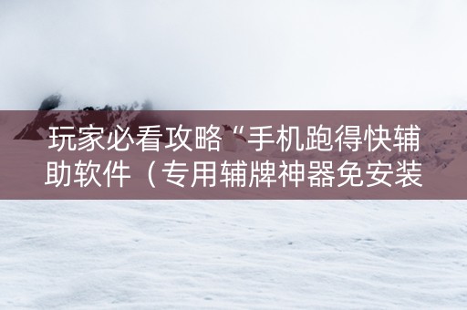 玩家必看攻略“手机跑得快辅助软件（专用辅牌神器免安装）