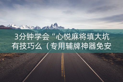 3分钟学会“心悦麻将填大坑有技巧么（专用辅牌神器免安装）