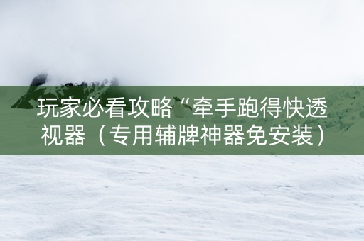 玩家必看攻略“牵手跑得快透视器（专用辅牌神器免安装）