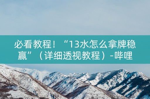 必看教程！“13水怎么拿牌稳赢”（详细透视教程）-哔哩哔哩