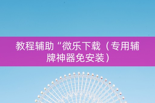 教程辅助“微乐下载（专用辅牌神器免安装）