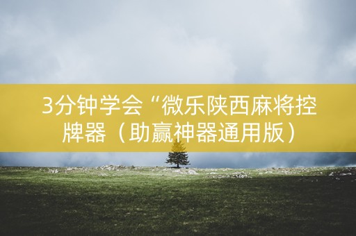 3分钟学会“微乐陕西麻将控牌器（助赢神器通用版）
