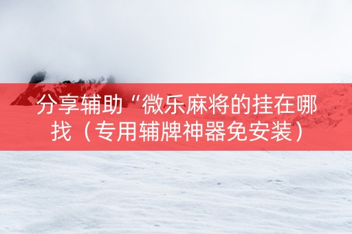 分享辅助“微乐麻将的挂在哪找（专用辅牌神器免安装）