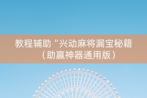教程辅助“兴动麻将漏宝秘籍（助赢神器通用版）