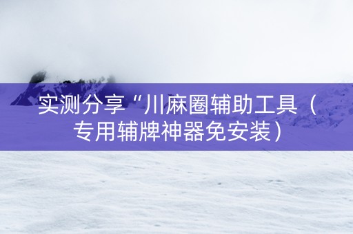 实测分享“川麻圈辅助工具（专用辅牌神器免安装）