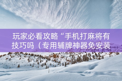 玩家必看攻略“手机打麻将有技巧吗（专用辅牌神器免安装）