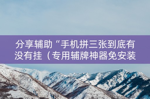 分享辅助“手机拼三张到底有没有挂（专用辅牌神器免安装）