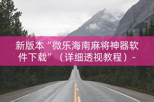 新版本“微乐海南麻将神器软件下载”（详细透视教程）-哔哩哔哩