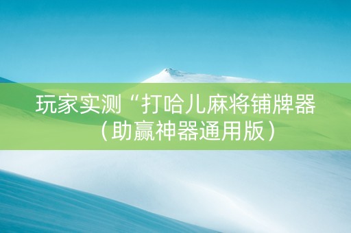 玩家实测“打哈儿麻将铺牌器（助赢神器通用版）