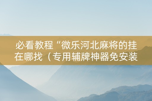 必看教程“微乐河北麻将的挂在哪找（专用辅牌神器免安装）