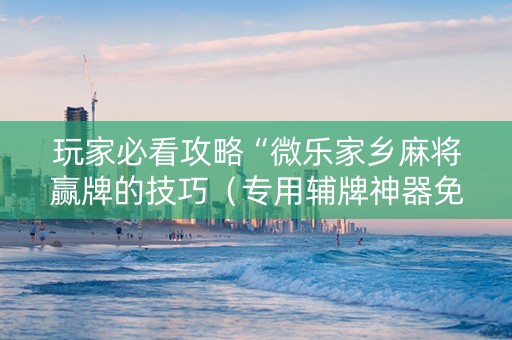 玩家必看攻略“微乐家乡麻将赢牌的技巧（专用辅牌神器免安装）