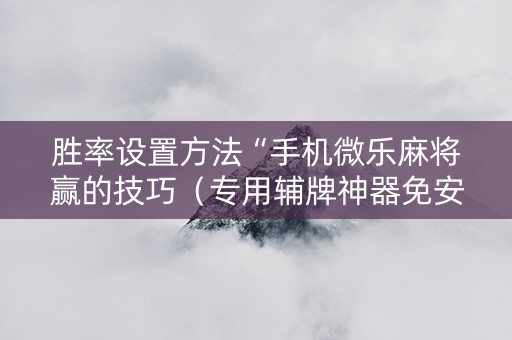 胜率设置方法“手机微乐麻将赢的技巧（专用辅牌神器免安装）
