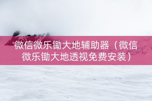 微信微乐锄大地辅助器（微信微乐锄大地透视免费安装）