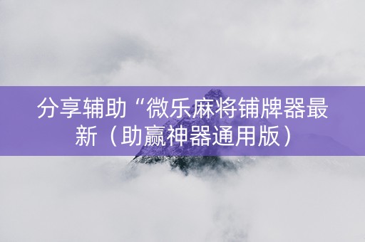 分享辅助“微乐麻将铺牌器最新（助赢神器通用版）