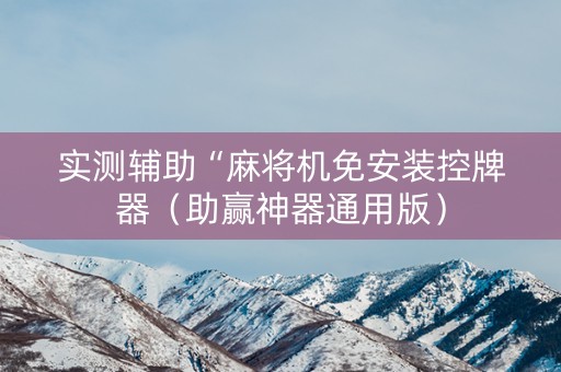 实测辅助“麻将机免安装控牌器（助赢神器通用版）