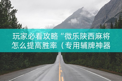 玩家必看攻略“微乐陕西麻将怎么提高胜率（专用辅牌神器免安装）