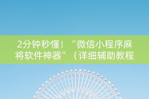 2分钟秒懂！“微信小程序麻将软件神器”（详细辅助教程）-哔哩哔哩