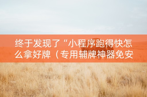 终于发现了“小程序跑得快怎么拿好牌（专用辅牌神器免安装）