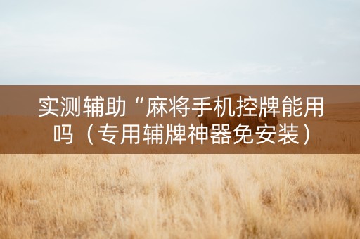 实测辅助“麻将手机控牌能用吗（专用辅牌神器免安装）