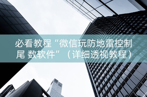 必看教程“微信玩防地雷控制尾 数软件”（详细透视教程）-哔哩哔哩