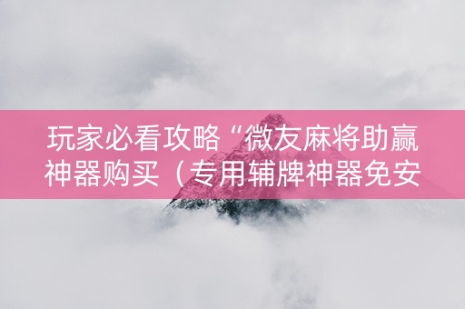 玩家必看攻略“微友麻将助赢神器购买（专用辅牌神器免安装）