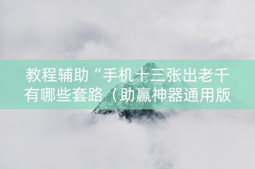 教程辅助“手机十三张出老千有哪些套路（助赢神器通用版）
