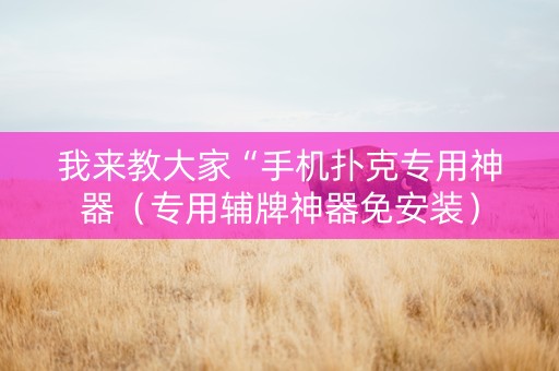 我来教大家“手机扑克专用神器（专用辅牌神器免安装）