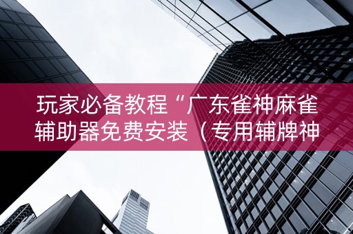 玩家必备教程“广东雀神麻雀辅助器免费安装（专用辅牌神器免安装）