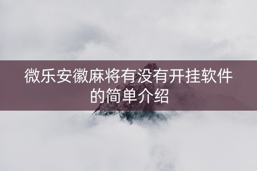 微乐安徽麻将有没有开挂软件的简单介绍