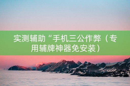 实测辅助“手机三公作弊（专用辅牌神器免安装）