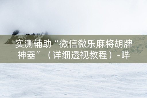 实测辅助“微信微乐麻将胡牌神器”（详细透视教程）-哔哩哔哩