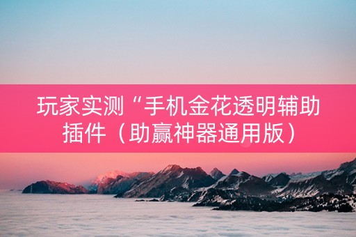 玩家实测“手机金花透明辅助插件（助赢神器通用版）