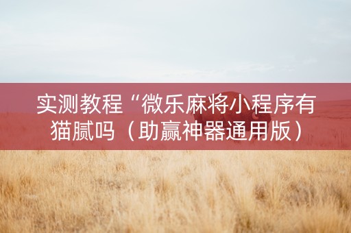 实测教程“微乐麻将小程序有猫腻吗（助赢神器通用版）