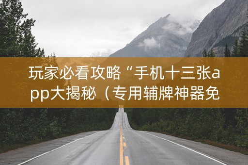 玩家必看攻略“手机十三张app大揭秘（专用辅牌神器免安装）