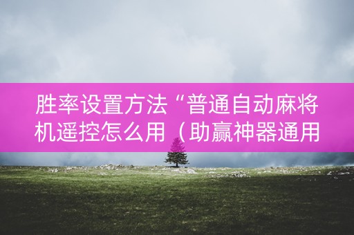 胜率设置方法“普通自动麻将机遥控怎么用（助赢神器通用版）
