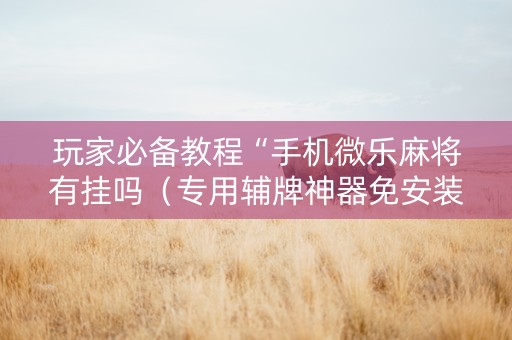 玩家必备教程“手机微乐麻将有挂吗（专用辅牌神器免安装）