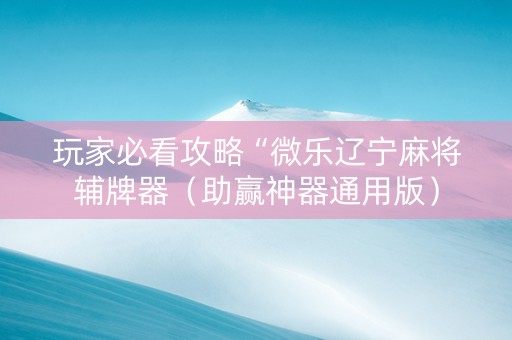 玩家必看攻略“微乐辽宁麻将辅牌器（助赢神器通用版）