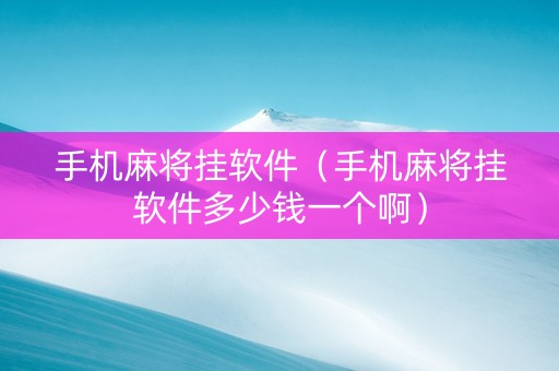 手机麻将挂软件（手机麻将挂软件多少钱一个啊）