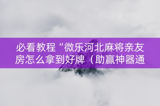 必看教程“微乐河北麻将亲友房怎么拿到好牌（助赢神器通用版）