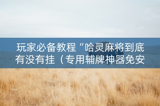 玩家必备教程“哈灵麻将到底有没有挂（专用辅牌神器免安装）