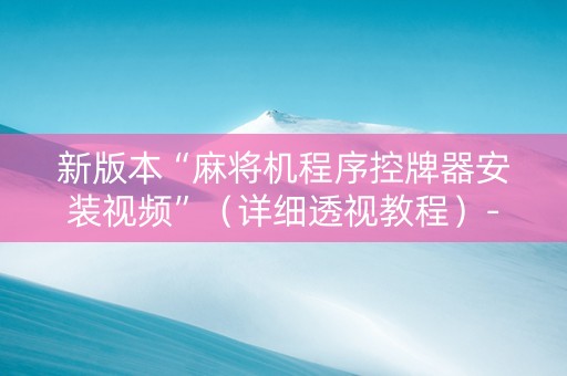 新版本“麻将机程序控牌器安装视频”（详细透视教程）-哔哩哔哩