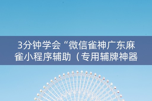 3分钟学会“微信雀神广东麻雀小程序辅助（专用辅牌神器免安装）