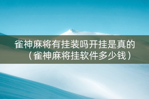 雀神麻将有挂装吗开挂是真的（雀神麻将挂软件多少钱）
