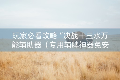 玩家必看攻略“决战十三水万能辅助器（专用辅牌神器免安装）