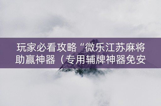玩家必看攻略“微乐江苏麻将助赢神器（专用辅牌神器免安装）