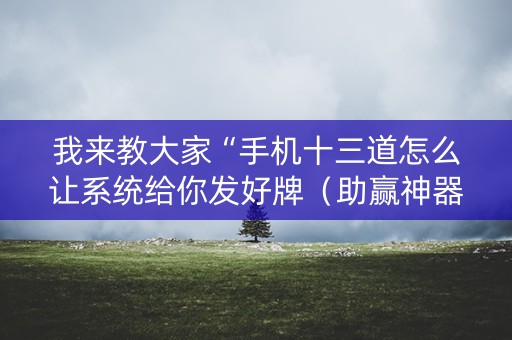 我来教大家“手机十三道怎么让系统给你发好牌（助赢神器通用版）