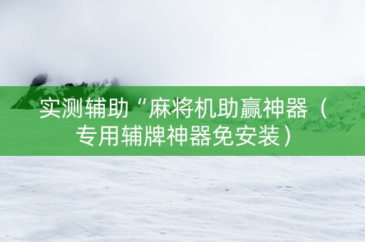 实测辅助“麻将机助赢神器（专用辅牌神器免安装）