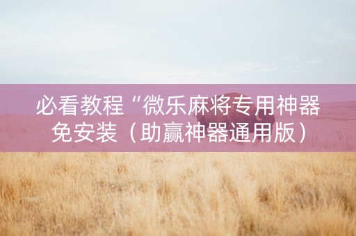 必看教程“微乐麻将专用神器免安装（助赢神器通用版）